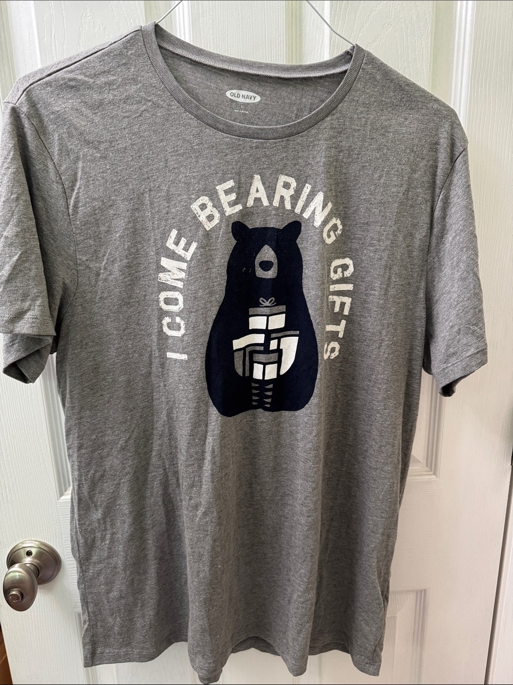 Old Navy Gray Short-Sleeve Tee with Navy Bear Graphic